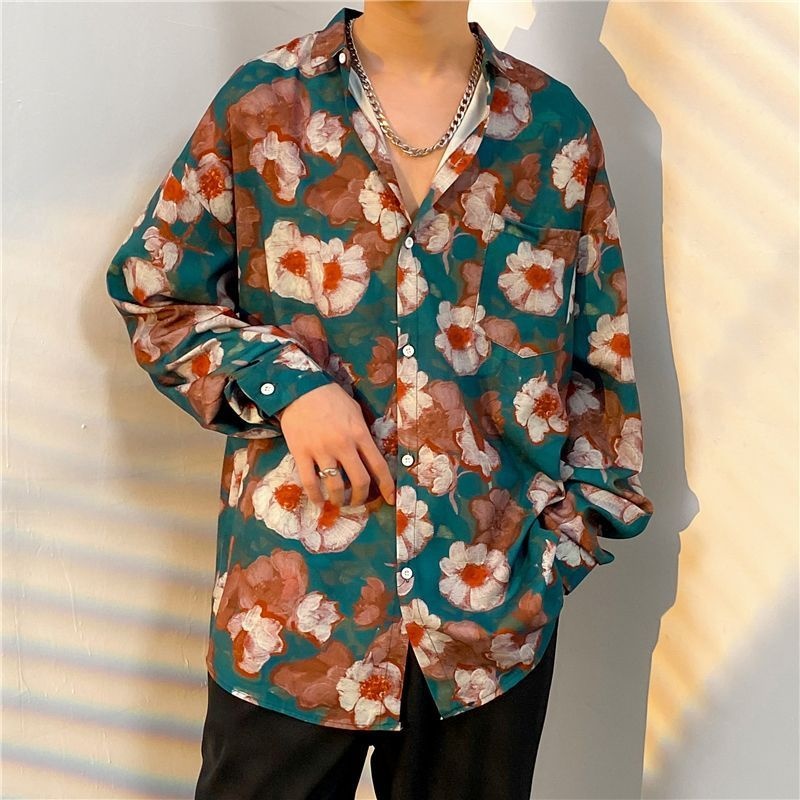 قميص رجالي أنيق بأكمام طويلة م - مراجعة Streetwear Brand With Flowers وسعره