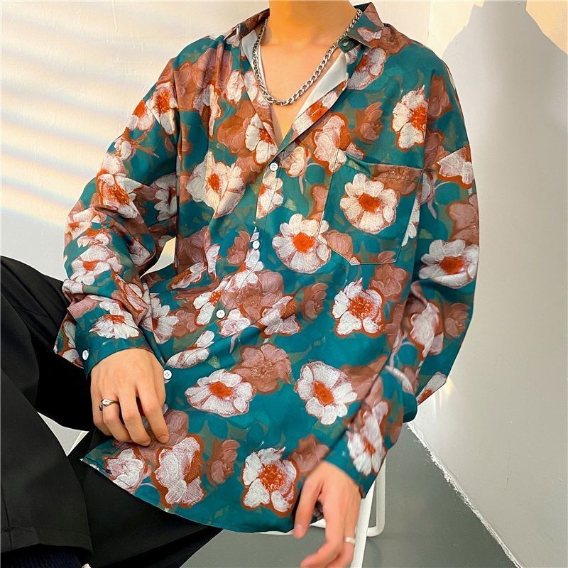 قميص رجالي أنيق بأكمام طويلة م - مراجعة Streetwear Brand With Flowers وسعره